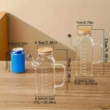 Square Glass Oil Bottle, Large Capacity Soy Sauce, Vinegar Kitchen Seasoning Bottle With Lid, Leak-Proof Sealed Oil Dispenser [25.36Oz/33.81Oz] - 無色 - 查看 4
