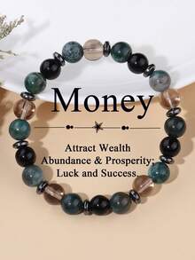 8mm Green Moss Agate Abundance And Prosperity Bracelet Tiger Eye Good Luck And Success, Courage, Focus, Energy Healing Spiritual Jewelry Gift For Women Men