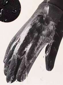 1 Pair Solid Color Casual Knitted Warm Gloves For Women, Waterproof, Suitable For Outdoor Sports, Cycling, Motorcycle, Touchscreen Compatible, Thermal Lining, All Season