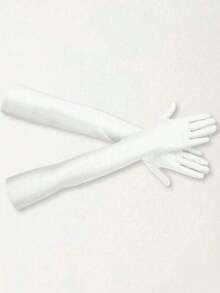 1双长手套女式缎面手套 21英寸长手套女式花式歌剧手套肘长手套服装 - 黑色 - 查看 5