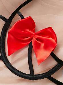 女士性感蕾丝内衣套装，包含镂空文胸和迷人丁字裤，舒适贴身，是浪漫之旅和梦幻夜晚的完美之选，也是理想的圣诞内衣礼物。 - 黑紅色 - 查看 7