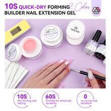 Saviland Builder Gel For Gel Nails Set: 2 Colors Clear Pink With U V Lamp Nail Brush 100 Pieces Nail Forms Fast Drying Builder Nail Gel Nail Extension And Modeling For Nails Art Supplies - Trong sáng - Xem 4