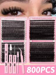CMAYOME 800 Eyelash Extension Kits, DIY Eyelash Extension Kits (8-18mm), Single Eyelash Cluster Kit, D-Roll Eyelash Extension Kit With Adhesive And Seal, As Well As Eyelash Applicator Tool, For Daily Use, Gatherings, Travel, Or As Gifts For Family And Friends. Eyelash Kits, Eyelash Clusters, Eyelash Glue, Colle Antique Style Halloween Gift