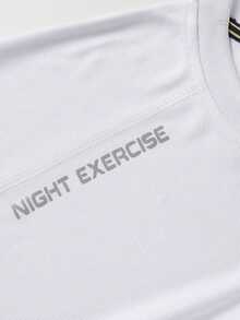 1 pieza Camiseta deportiva de manga larga de compresión delgada y ajustada para hombres, camiseta transpirable que absorbe la humedad para correr y entrenar - Blanco - Ver 6