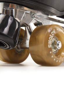 1 par de patines de ruedas de estilo deportivo retro con ruedas de PU resistentes al desgaste y amortiguación, protección de impacto de grado A, patines de ruedas dobles de cuero de PVC negro para exteriores