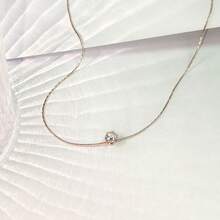 1 件不锈钢独特钻石鱼尾项链，简约设计，适合日常佩戴 - 銀色 - 查看 11