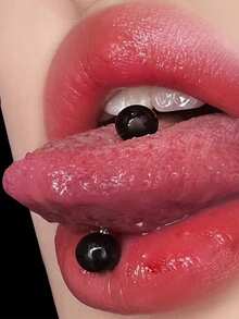 1 Stück 16mm Punk Acryl & Titan Stahl Barbell Doppelkugel Zungenring, Pink, unisex Piercing Schmuck