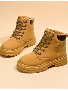 Botas de trabajo marrones para mujer, botas de construcción duradera para otoño, botas vaqueras con puntera de acero, impermeables y antideslizantes - Adecuadas para diversas actividades diarias (forro térmico para mayor calidez), de moda, casuales y cálidas (Corre pequeño, pida medio número talla grande si tiene los pies anchos)