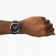 Fossil Reloj de cuarzo multifunción para hombre Neutra Moonphase, esfera blanca, correa marrón oscuro, estilo de negocios. FS5905