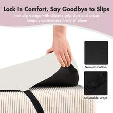 Advwin Foldable Foam Topper For Lash & Massage Beds, Adjustable Straps, Anti-Slip Bottom, Ergonomic Curved Massage Table Mattress Topper, Spa Bed Cushion For Beauty Salon & Spa, Beige - Beige - View 7