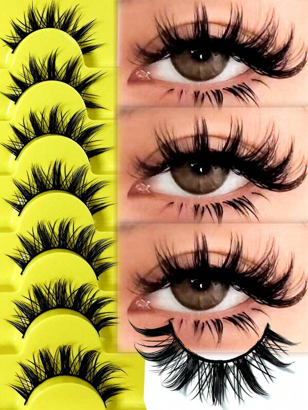 7 pares de pestañas postizas de estilo manga de Halloween para maquillaje diario y de fiesta, con estilo de ojo de gato y hada, pestañas postizas naturales, largas y esponjosas para un look glamoroso - G02