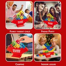 Juego de equilibrio y apilamiento navideño, juego interactivo para padres e hijos, juego de construcción de torres de equilibrio, juego de rompecabezas de torre de equilibrio, juego de fiesta navideña, regalo de Halloween, regalo de Navidad - Multicolor - Ver 4