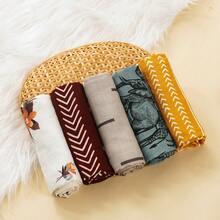 Happy Flute 5PCS  Soft Muslin Baby Muslin Bib 60*60cm Multi-Purpose Burp Cloth/Baby Scarf Handkerchief - Multicolor - View 11