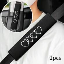 2pcs Car Seat Belt Covers, Embroidered Heart-Shaped Shoulder Guards, Soft Shoulder Pads, Easy To Clean, Perfect For Seat Belts, Travel Bags, Backpacks - Ideal Holiday Gifts And Car Accessories