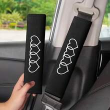 2pcs Car Seat Belt Covers, Embroidered Heart-Shaped Shoulder Guards, Soft Shoulder Pads, Easy To Clean, Perfect For Seat Belts, Travel Bags, Backpacks - Ideal Holiday Gifts And Car Accessories