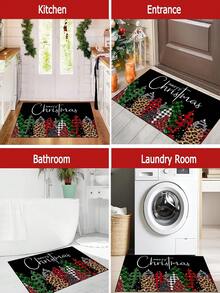 1pc Christmas Rug, Christmas Element Carpet, Anti-Slip Festival Door Mat, Soft, Comfortable, Easy To Clean, Home Decor Suitable For Bedrooms, Living Rooms, Dining Rooms, Bathroom Entrances, Laundry Rooms - Multicolor - View 9