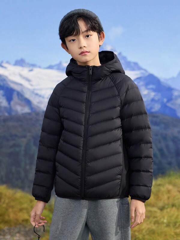 Balabala Chaqueta acolchada con capucha para niños, abrigo de invierno cálido, resistente al agua y al viento, acogedor