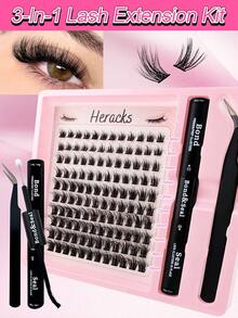 120片C型卷翘簇状假睫毛，8-16毫米混合长度单根睫毛嫁接套装，包含睫毛胶水、封层剂、镊子，适合DIY单根睫毛嫁接