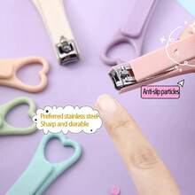 1pc Candy Color Heart Shaped Nail Clipper, Minimalist Solid Color Portable Nail Cutter, Manicure Tool For Women - Multicolor - View 6