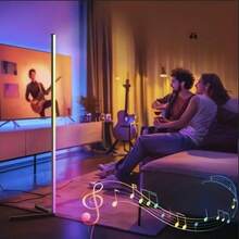 Lámpara inteligente LED de 155 cm de longitud, con carcasa de aleación de aluminio, durable, control remoto, alimentación por USB, control de aplicación, sincronización de música, diseño vertical negro, adecuada para sala de estar, dormitorio y espacios modernos, iluminación decorativa minimalista, decoración del hogar, iluminación ambiental, diseño minimalista, iluminación moderna, fabricación de alta calidad, materiales premium, brillo ajustable, decoración del hogar, diseño de interiores, ideal para Navidad, cumpleaños, bodas y otras festividades