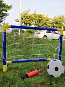 1 套成人足球球门柱，室内/室外可折叠便携式训练设备，包括球泵（泵型号随机）户外网格运动玩具足球门，室内塑料球框，折叠运动便携式移动门框折叠门框，移动足球门框