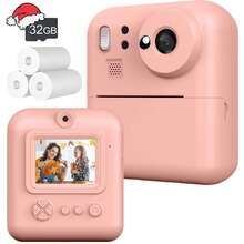 Kids Instant Print Camera Set, Front & Rear Selfie Camera, Supports 1080P Video, Suitable For 3-12 Years Old As Christmas, Birthday And New Year Gift, Portable Travel Print Digital Camera Toy For 6-12 Years Old