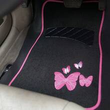 4pcs/Set Butterfly Embroidered Car Floor Mats - 4-piece Car Carpet Set - View 7