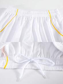 2pcs Men's Customizable Graphic Sports T-Shirt + Shorts Set, Suitable For University Football Team Uniforms, Spring/Summer - White - View 6