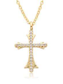 1pc Gold Plated Stainless Steel Chain Virgin Mary Pendant Necklace With Creative Personalized Design, Ins Fashion Punk Sport Hip Hop Unisex Vintage Streetwear Daily Wear Gift For Couples, Commute, Festival, Party - Geometric Mary - View 10