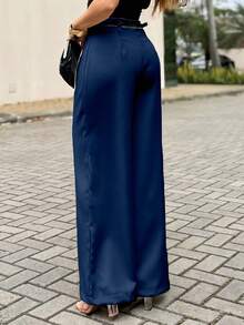 EMILI LLANA MODA Women's Tailored Pantaloons With A Slim Belt - Màu xanh hải quân - Xem 2