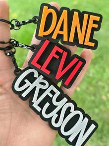 Custom Backpack Keychain Name Tag, Personalized Acrylic Name Keychain, Customized Acrylic Name Tag, Fashionable, Colorful, Cute, Simple, Kawaii, Unique Personalized Customized Gifts, Suitable As Christmas Gifts, Valentine's Day Gifts, DIY Customized Birthday Gifts, Anniversary Gifts, Couple Gifts, Mother's Day Gifts, Wedding Gifts, Bridesmaid Gifts, Party Gifts, New Year Gifts, Best Friend Gifts - Multicolor - View 4