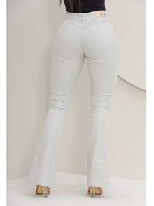 Women's Flare Jeans, High Waist, Bell Bottom - 香檳色 - 查看 7