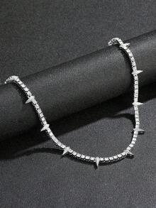 1 Máy Tính Hip Hop Nhiều Màu Sắc Kim Cương Giả Vàng Và Bạc Vòng Đeo Cổ Cho Nam Punk Cái Gai Bóng Dây Chuyền Trang Sức Dành Cho Nữ thời Trang Dạ Quang Vòng Cổ Bé Gái - Bạc - Xem 6