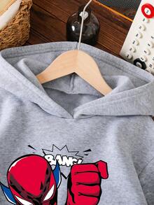 Tecknat mönster långärmad casual varm tröja för ung pojke