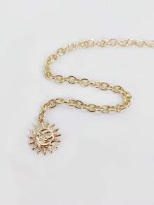 1pc Women's Fashionable Gold Metallic Sunflower Chain Waist Belt, Casual Tassel Flower Body Chain Accessory Fall, Autumn, Halloween - Gold - View 7