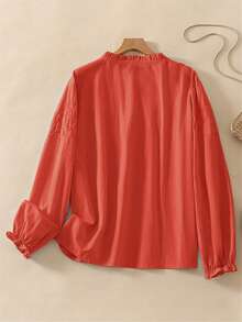 Women's Embroidered Loose Retro Long Sleeve Blouse Top, Suitable For Autumn - Red - View 5