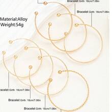 12 Stück/7 Stück/5 Stück Vintage breites Armband Set, minimalistische geometrische offene Armreifen in Gold- und Silberfarben - Gold - Übersicht 6