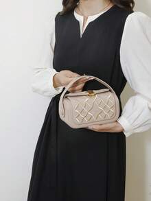 Geantă de mână trapezoidală pentru femei, design minimalist elegant, mâner versatil de umăr/superior, capacitate mare