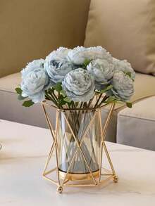 1件装豪华铁艺花瓶装饰，适用于家居客厅、婚礼装饰、浪漫烛光晚餐、餐厅装饰、家居装饰、花瓶、桌面装饰、情人节、婚礼、生日、房间装饰配件、秋季家居装饰、客厅装饰 - 金色 - 查看 2