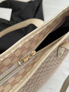 حقيبة تسوق قابلة للطي ذات نمط هندسي أنيق وسعة كبيرة، تشمل محفظة صغيرة، مناسبة للفتيات والنساء للتسوق والتنقل والسفر في العطلات، حقيبة نسائية بطراز العملة القديمة، حقيبة مدرسية