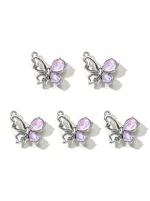 10/20pcs Random Styles Romantic Pink Pendants Collection - Heart, Moon, Bow-Knot, DIY Jewelry Accessories Valentines - Pink - View 6