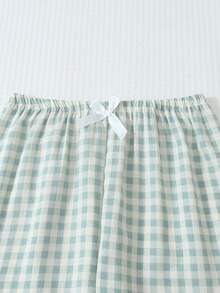 2pcs Women Plaid Print Pajama Set, Long Sleeve Button Collar Top And Long Pants, Casual Sleepwear Homewear Suit For Autumn/Winter, Fall Clothes