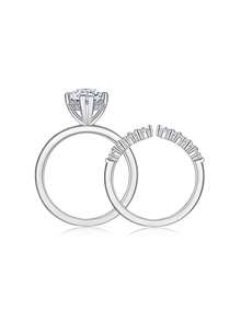 925 Sterling Silver Moissanite Ring For Women, Hypoallergenic High-End Engagement/Wedding Ring, Valentine's Day/Birthday Gift, Oxidation-Resistant Gift Box Packaging - Silver - View 10