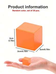 30/50/100Pcs Random Color Wooden Blocks 0.79 Inches, Colored Wood Particles, Cube Blocks Stacked Square Wooden Toys, Color Recognition Math Cube Teaching AIDS, Montessori Early Instruction AIDS, Square Pine Blocks DIY Geometric Table Office Stress Relief Games, Fidget Toys (Some Parts May Be Random) Room Decoration, Birthday Gift/Halloween Gift/Christmas Gift - Multicolor - View 3