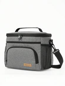 1pc Large Capacity 9L Insulated Lunch Bag, Polyester Fiber Waterproof Leakproof Soft Material Adult Lunch Portable Cooler Box With Zipper, Adjustable Shoulder Strap For Office And Picnic, Multicolor Reusable Lunch Box For Office, Work, School, Picnic, Beach, Leakproof Freezable Cooler Bag With Handle
