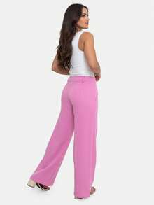 Simple Elegant Casual Polyester Zipper Pocket Button Daily Pants - Baby Pink - View 4