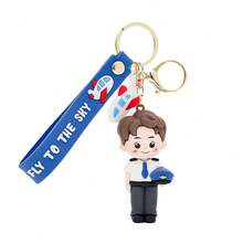 1PC Cartoon Pilot Keychain, Pilot And Stewardess Doll Bag Pendant Keychain, Also A Creative Small Gift For Friends - 彩色 - 查看 8