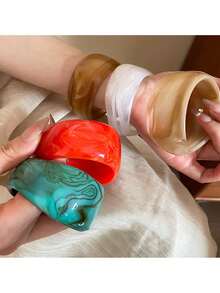 1 pieza Brazalete asimétrico de acrílico para mujer - Diseño minimalista de moda, adecuado para uso diario y fiestas, joyería multifuncional para todas las estaciones, estilo bohemio