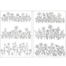 2 feuilles de stabilisateur hydrosoluble pour points de broderie, motifs de broderie stabilisateur hydrosoluble, papier à broder à coller et à coudre, lavable, motifs de fleurs, de fleurs, de marguerites, de papillons, de fleurs, de feuilles, de papillons, de champignons, de livres et de fleurs, idéal pour l'artisanat de couture à la main, fournitures d'artisanat de broderie, broderie lavable