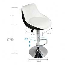 Bar Stools Set Of 2, Seat Height Adjustable, Adjustable And Rotatable Bar Stools Set Of 2, Counter Stools Bar Chairs - White In Front and Black In Back - View 8